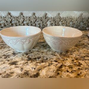 2 Longaberger Pottery Vintage Vine Cereal Bowls EUC